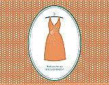 Front View Thumbnail - Clementine & Pantone Turquoise Will You Be My Bridesmaid Card - Dress