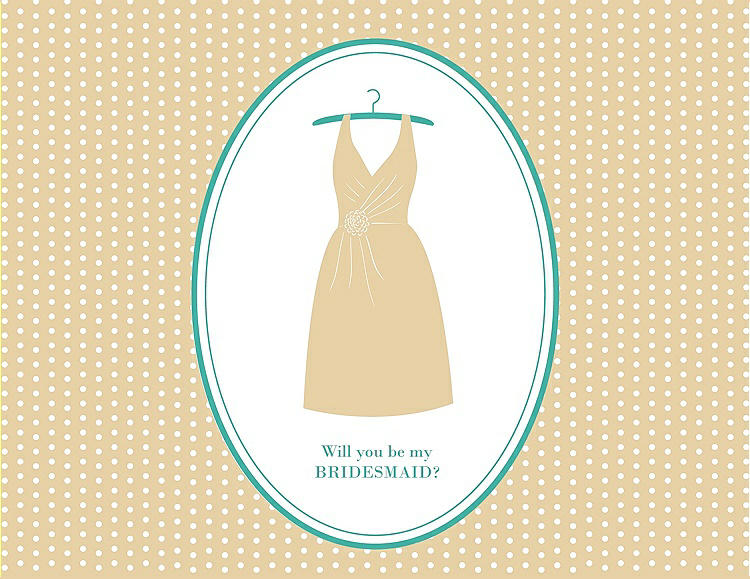 Front View - Ice Yellow & Pantone Turquoise Will You Be My Bridesmaid Card - Dress