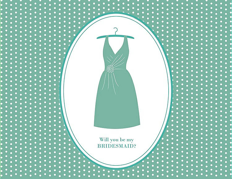 Front View - Meadow & Pantone Turquoise Will You Be My Bridesmaid Card - Dress