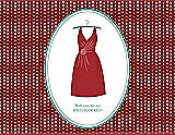 Front View Thumbnail - Ribbon Red & Pantone Turquoise Will You Be My Bridesmaid Card - Dress