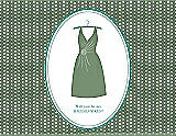 Front View Thumbnail - Sage & Pantone Turquoise Will You Be My Bridesmaid Card - Dress