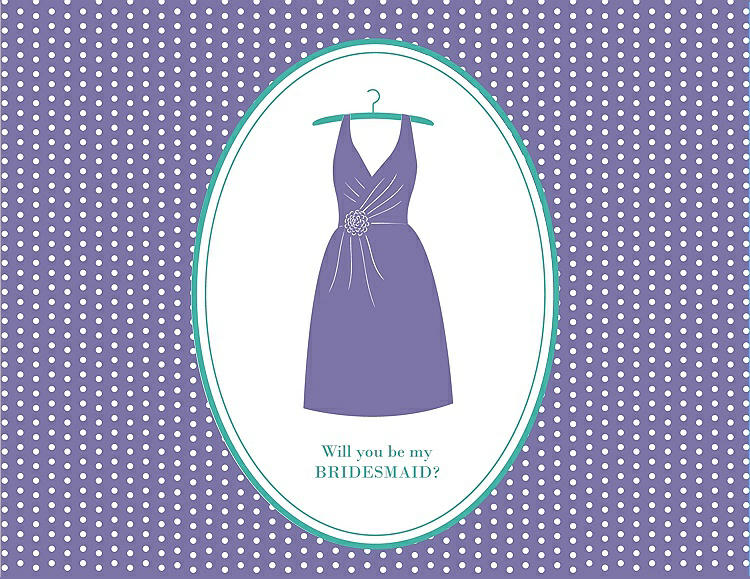 Front View - Tahiti & Pantone Turquoise Will You Be My Bridesmaid Card - Dress