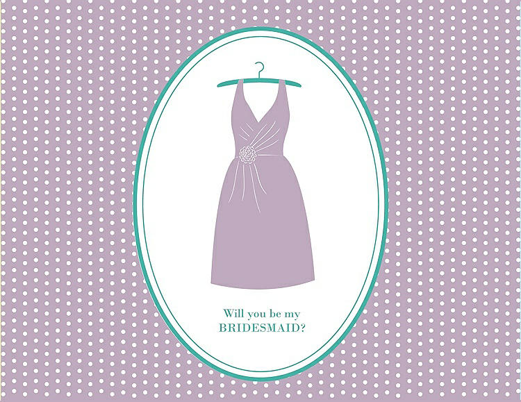 Front View - Wood Violet & Pantone Turquoise Will You Be My Bridesmaid Card - Dress