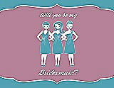 Front View Thumbnail - Aquamarine & Rosebud Will You Be My Bridesmaid Card - Girls
