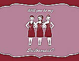 Front View Thumbnail - Claret & Rosebud Will You Be My Bridesmaid Card - Girls