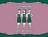 Front View Thumbnail - Hunter Green & Rosebud Will You Be My Bridesmaid Card - Girls