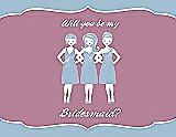 Front View Thumbnail - Pale Blue & Rosebud Will You Be My Bridesmaid Card - Girls