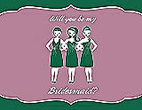 Front View Thumbnail - Pine Green & Rosebud Will You Be My Bridesmaid Card - Girls