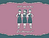 Front View Thumbnail - Teal & Rosebud Will You Be My Bridesmaid Card - Girls