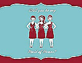 Front View Thumbnail - Barcelona & Spa Will You Be My Maid of Honor Card - Girls