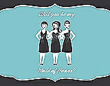 Front View Thumbnail - Black & Spa Will You Be My Maid of Honor Card - Girls