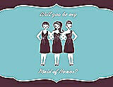 Front View Thumbnail - Bordeaux & Spa Will You Be My Maid of Honor Card - Girls
