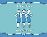 Front View Thumbnail - Cornflower & Spa Will You Be My Maid of Honor Card - Girls