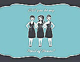 Front View Thumbnail - Ebony & Spa Will You Be My Maid of Honor Card - Girls