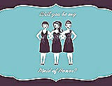Front View Thumbnail - Eggplant & Spa Will You Be My Maid of Honor Card - Girls
