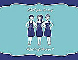 Front View Thumbnail - Electric Blue & Spa Will You Be My Maid of Honor Card - Girls