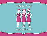 Front View Thumbnail - Fuchsia & Spa Will You Be My Maid of Honor Card - Girls