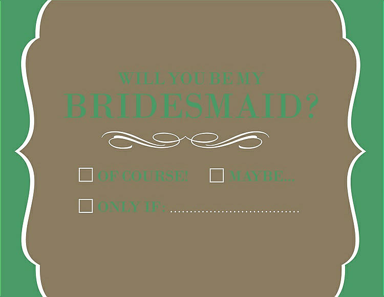 Front View - Antique Gold & Juniper Will You Be My Bridesmaid Card - Checkbox