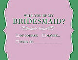Front View Thumbnail - Hyacinth (iridescent Taffeta) & Juniper Will You Be My Bridesmaid Card - Checkbox