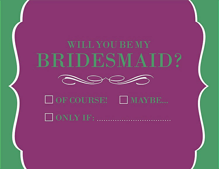 Front View - Persian Plum & Juniper Will You Be My Bridesmaid Card - Checkbox