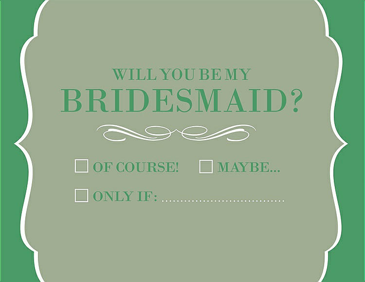 Front View - Kiwi & Juniper Will You Be My Bridesmaid Card - Checkbox