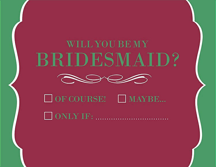 Front View - Valentine & Juniper Will You Be My Bridesmaid Card - Checkbox
