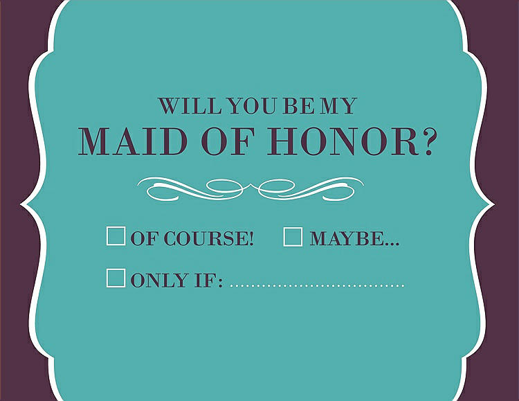 Front View - Capri & Italian Plum Will You Be My Maid of Honor Card - Checkbox