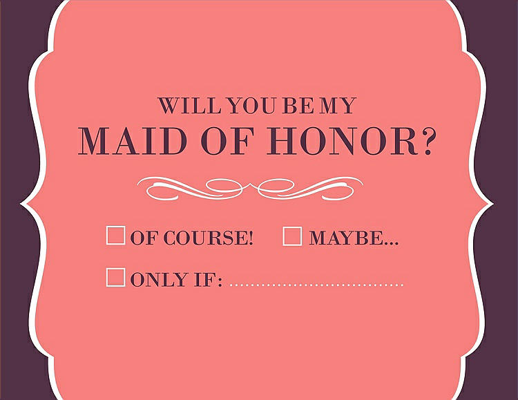 Front View - Ginger & Italian Plum Will You Be My Maid of Honor Card - Checkbox