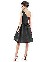 Alt View 2 Thumbnail - Black One Shoulder Cocktail Dress with Pockets