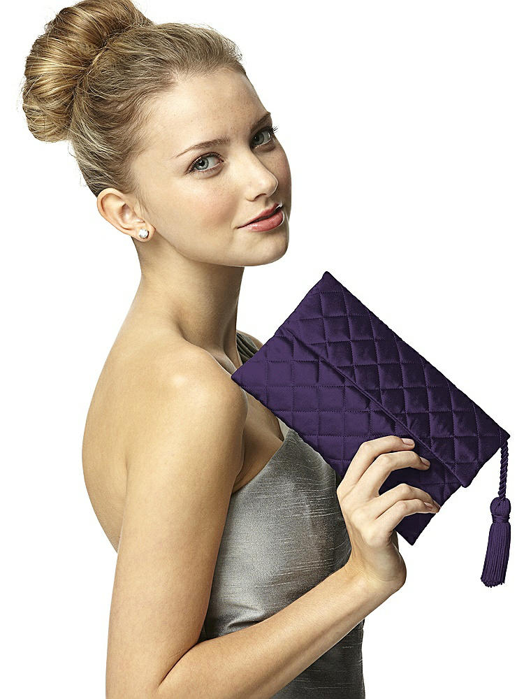 Back View - Concord Quilted Envelope Clutch with Tassel Detail