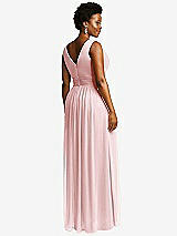 Rear View Thumbnail - Ballet Pink Sleeveless Draped Chiffon Maxi Dress with Front Slit