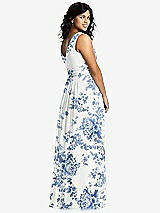 Alt View 2 Thumbnail - Cottage Rose Dusk Blue Sleeveless Draped Chiffon Maxi Dress with Front Slit
