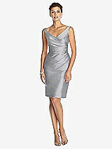 Front View Thumbnail - French Gray Cocktail V-Neck Fitted Sleeveless Dress