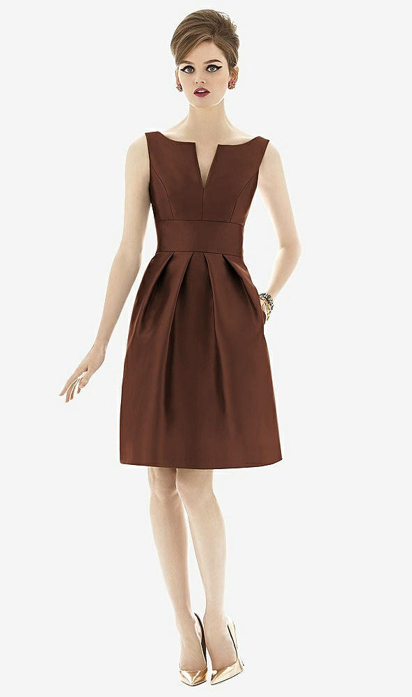 Front View - Cognac Alfred Sung Bridesmaid Dress D654