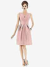 Front View Thumbnail - Rose - PANTONE Rose Quartz Alfred Sung Bridesmaid Dress D654