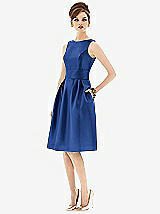 Front View Thumbnail - Classic Blue Alfred Sung Open Back Cocktail Dress D660