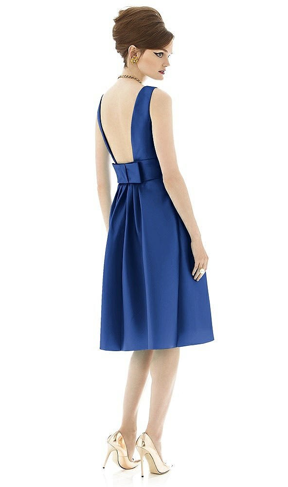 Back View - Classic Blue Alfred Sung Open Back Cocktail Dress D660