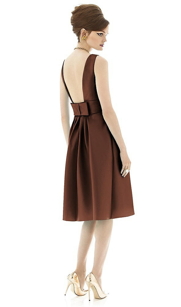 Back View - Cognac Alfred Sung Open Back Cocktail Dress D660