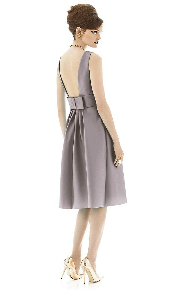 Back View - Cashmere Gray Alfred Sung Open Back Cocktail Dress D660