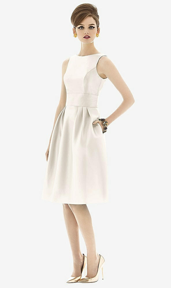 Front View - Ivory Alfred Sung Open Back Cocktail Dress D660