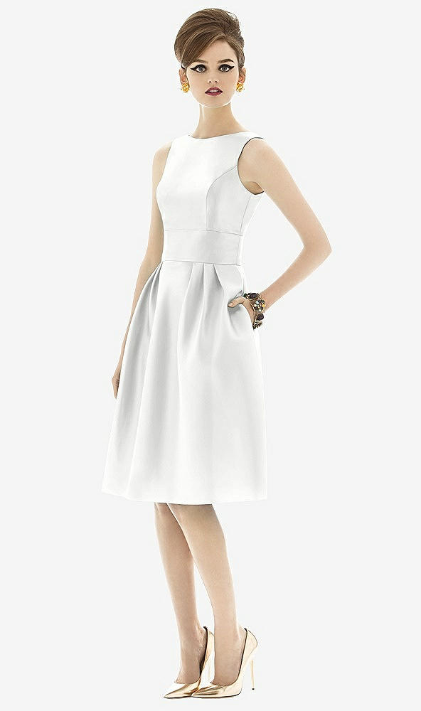 Front View - White Alfred Sung Open Back Cocktail Dress D660