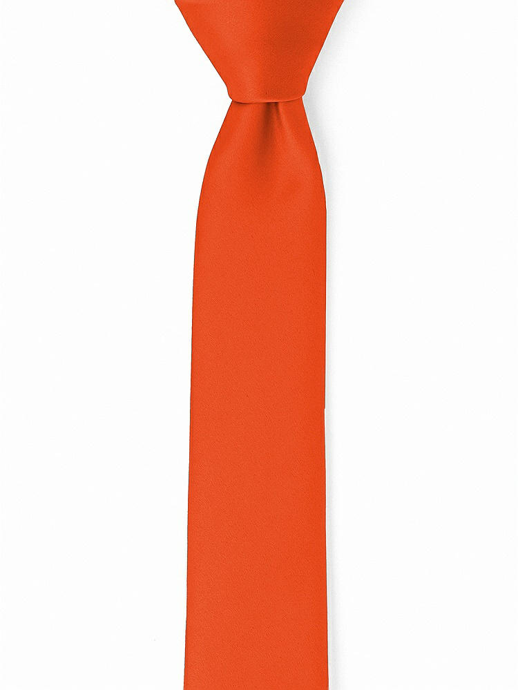 Front View - Tangerine Tango Matte Satin Narrow Ties by After Six