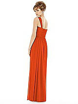 Rear View Thumbnail - Tangerine Tango One Shoulder Assymetrical Draped Bodice Dress