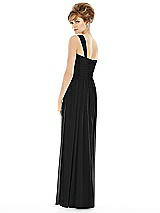 Rear View Thumbnail - Black One Shoulder Assymetrical Draped Bodice Dress