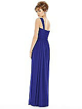 Rear View Thumbnail - Electric Blue One Shoulder Assymetrical Draped Bodice Dress