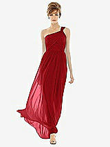 Front View Thumbnail - Garnet One Shoulder Assymetrical Draped Bodice Dress