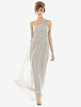 Front View Thumbnail - Oyster One Shoulder Assymetrical Draped Bodice Dress