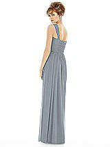 Rear View Thumbnail - Platinum One Shoulder Assymetrical Draped Bodice Dress
