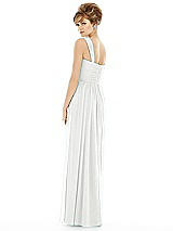 Rear View Thumbnail - White One Shoulder Assymetrical Draped Bodice Dress