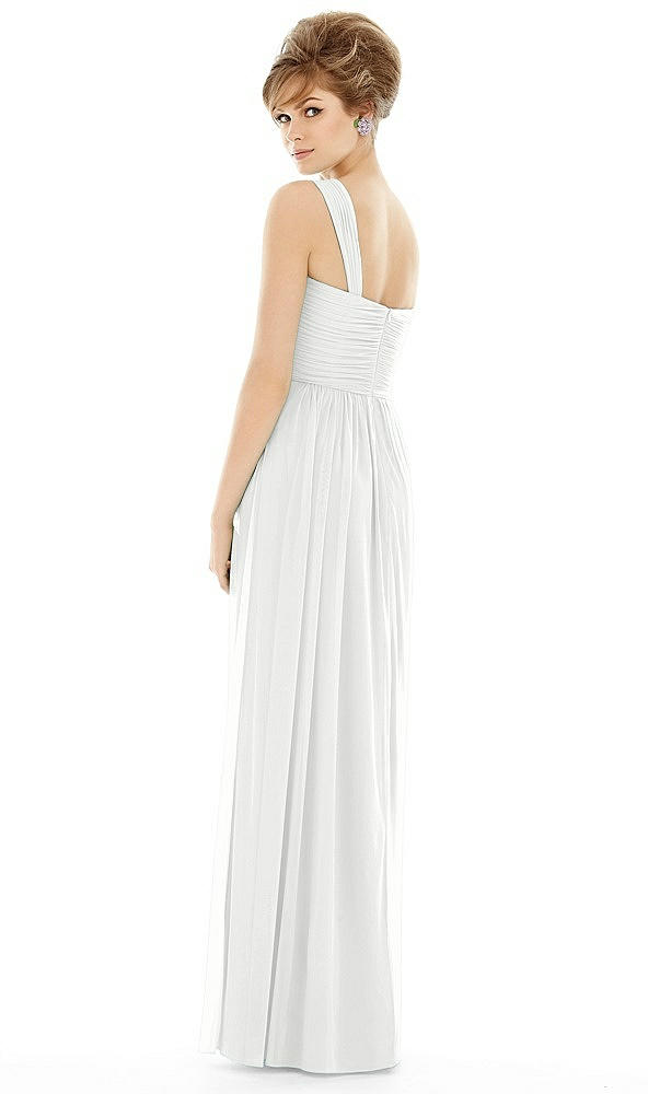 Back View - White One Shoulder Assymetrical Draped Bodice Dress